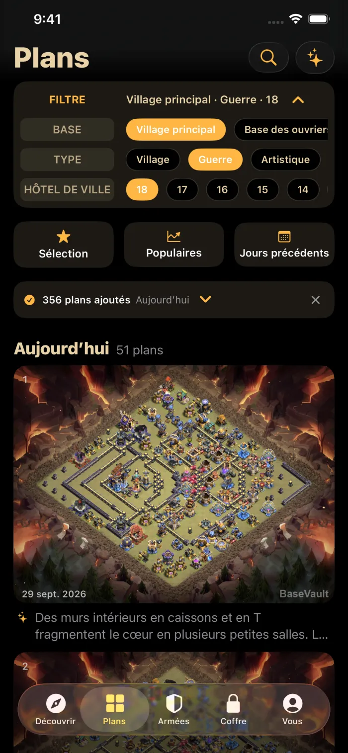 Le fil quotidien de BaseVault avec des bases de guerre d'hôtel de ville 18