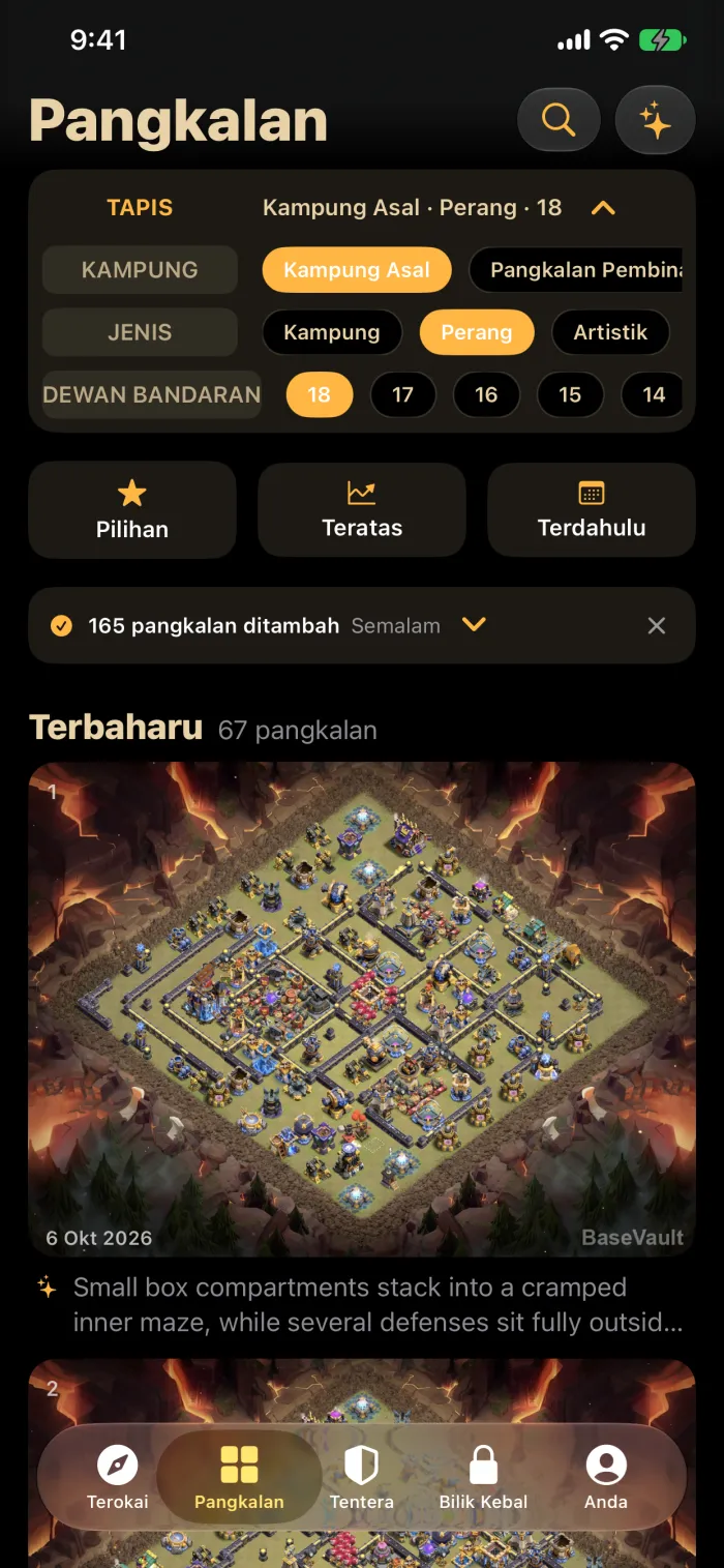 Suapan harian BaseVault dengan pangkalan perang Dewan Bandaran 18