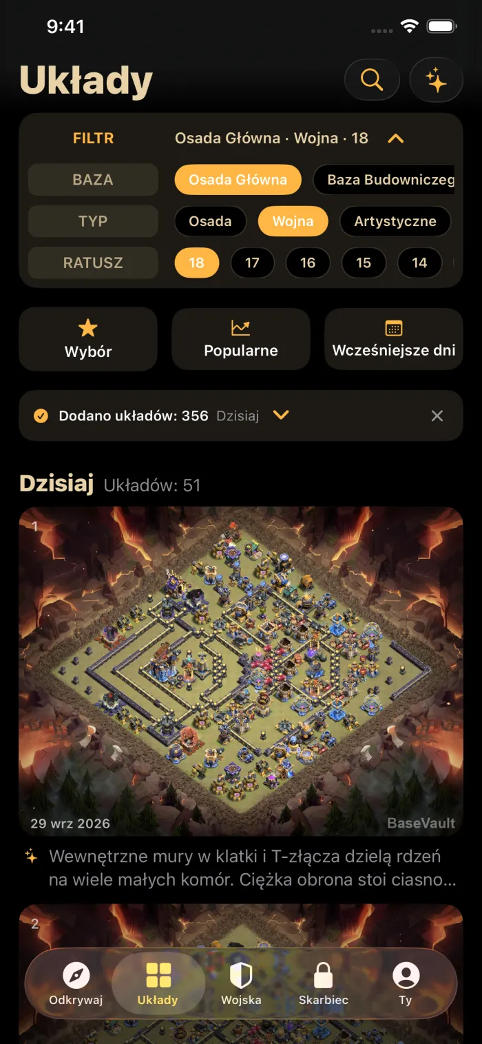 Codzienny feed BaseVault z bazami wojennymi na ratusz 18